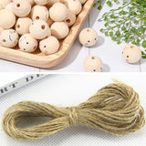 1 x Brand New Yeeliv 60 pieces wooden beads with face, 20 mm large wooden beads natural with hemp rope, wooden balls with hole for DIY lucky dolls, angels, key chains and beads for bracelets jewelry making - RRP €20.4