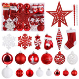 1 x RAW Customer Returns SOLEDI Set of 128 Premium Christmas Baubles Plastic Gold White with Tree Top Star - Robust and Safe Christmas Tree Decoration Set with Hanging - Colorful Christmas Tree Baubles, Reusable Christmas Decoration - RRP €36.29