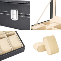 1 x RAW Customer Returns Readaeer watch box for 12 watches box storage with glass lid black made of PU leather - RRP €17.84