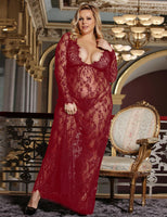 1 x RAW Customer Returns comeondear women s dresses sexy lace long long sleeve V-neck negligee pregnancy maternity dress cocktail dress evening dress, L XL 40 EU 42EU, red - RRP €28.99