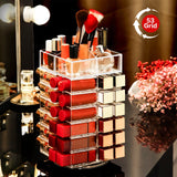 1 x RAW Customer Returns ToyaJeco Acrylic Lipstick Tower Organizer, 360 Degree Rotating Makeup Cosmetic Lipstick Holder with 53 Compartments, Clear Lip Gloss Storage Display Stand Holder for Women Girls - RRP €28.08