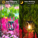 1 x RAW Customer Returns BUCASA Solar Lamps for Outdoor Hanging, 2 Pack Metal Solar Lanterns for Outdoors with Large LED Bulb, IP65 Waterproof Solar Lights Garden Decoration with Hook and Chain for Patio Lawn Balcony Yard - RRP €29.5