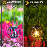 1 x RAW Customer Returns BUCASA Solar Lamps for Outdoor Hanging, Pack of 2 Metal Solar Lanterns for Outdoor Use with Larger LED Light Bulb, IP65 Waterproof Solar Lights Garden Decoration with Hook and Chain for Patio Lawn Balcony Yard - RRP €27.22