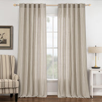 1 x RAW Customer Returns MIULEE striped curtains, high-quality linen look curtains with brown stripes for the living room, set of 2 opaque curtains with back loops and rod pocket, each 225 cm high, bedroom curtain - RRP €40.33