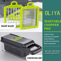 1 x RAW Customer Returns OLIYA 12 in 1 Multifunctional Vegetable Fruit Chopper Kitchen Multifunctional Diced Vegetable Artifact Shredded Potato Grater Household Potato Chip Black - RRP €25.04