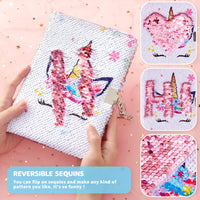 1 x RAW Customer Returns Sequin Unicorn Notebook - Rainbow Unicorn Diaries for Girls with Lock Keys A5 Diary Notebooks for Travel School Office Notepad Memos to Keep Privacy Secret - RRP €8.99