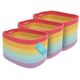 1 x RAW Customer Returns OrganiHaus shelf baskets, wool baskets, storage baskets, fabric storage boxes, fabric baskets, flat laundry basket, set of 3 storage baskets, rainbow - RRP €46.01