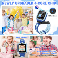 1 x RAW Customer Returns Kids Smartwatch Phone with Call, 4G Smartwatches 360 Rotating HD Touch Screen Children Smartwatch 4G WiFi Video Call Music Player SOS Anti-Lost for Boys Girls Blue Replacement Strap  - RRP €89.99