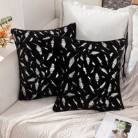 1 x Brand New MIULEE Cushion Cover Gold Feather Print Pillow Case Sofa Throw Cushion Decor Pillow Cover Case Decorative for Living Room 2 Pieces Silver-Black 45x45cm - RRP €20.4