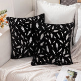 1 x Brand New MIULEE Cushion Covers Feather Pattern Silver Foil Printing Pillowcase Decoration for Sofa Bedroom Living Room Soft Comfortable Durable Baby Pets Silver-Black 45x45cm - RRP €19.2