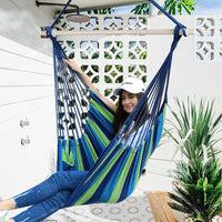 1 x RAW Customer Returns Chihee Swings Chair Hammock Strong Metal Foldable Spreader Bar Portable Hanging Chair Maximum 227KG Comfortable Seat Patio Lawn Chair Cotton Blend for Superior Comfort Durability - RRP €29.99