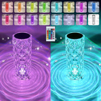 1 x RAW Customer Returns 2 Pack LED Table Lamp, Crystal Bedside Lamp, Acrylic Diamond Wireless Touch Dimmable with Remote Control, RGB Color Changing Night Light, 2000mAh, 16 Colors, for Bedroom, Living Room, Dating - RRP €24.0