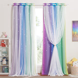 1 x RAW Customer Returns NICETOWN Children s Room Blackout Curtain Set of 2 - Star Curtains Children s Room Boy Double Layer Curtains with Voile Eyelet Curtain, H 240 x W 132 cm, Rainbow 1 - RRP €53.1