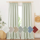 1 x RAW Customer Returns PONY DANCE linen look curtains semi-transparent curtain linen living room curtains with ruffle tape set of 2 H 245 x W 140 cm boho curtains for rail system, sage green - RRP €37.26