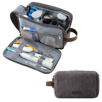 1 x RAW Customer Returns Bagsmart, men s toiletry bag with double zip opening, large capacity, black, 5 l, grey. Grey - BM0108003BN008-FGM - RRP €36.0