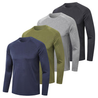 1 x RAW Customer Returns ZENGVEE 4 or 5 Pack Long Sleeve Shirts Men s Sports Shirts Functional Shirt Men s Sports T-Shirt Long Sleeve T Shirt Breathable Training Shirt Fitness Running Shirt Sweatshirt for Gym 1610-Green-L  - RRP €44.36