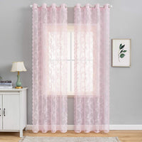 1 x RAW Customer Returns MIULEE Set of 2 Eyelet Curtains with Lace Transparent Special Decorative Curtain Chain Knit Lace Semi-Transparent Translucent for Living Room Children s Room Cafeteria 150 x 225 cm Light Pink - RRP €29.99