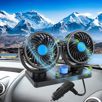 1 x RAW Customer Returns Chaohua 24V double head car fan, fan car 360 degree rotatable with 2 speeds double fan suitable for 24 volt trucks, trailers - RRP €24.0