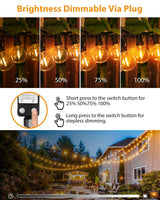 1 x RAW Customer Returns btfarm 36.5M 120FT Outdoor LED String Lights Dimmable Timer - 50 3LED Outdoor Garden Lights, Waterproof Shatterproof String Fairy Lights G40 Bulbs for Gazebo Terrace Patio Balcony Parties - RRP €54.44