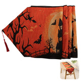 5 x Brand New Gxhong Halloween decoration tablecloth, washable tablecloth Halloween table decoration outdoor tablecloth fireplace table runner, made of polyester and cotton, pumpkin, ghost, black cat, Halloween - RRP €102.0