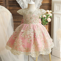 1 x RAW Customer Returns NNJXD Girl s Dress Flower Embroidery PrincessTutu Party Pageant Dress 2006 Pink Size 110 3-4 Years - RRP €32.98