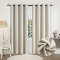 1 x RAW Customer Returns CUCRAF 100 Totally Opaque Curtain with Eyelets, Opaque Linen Look Blackout Curtains for Living Room, Bedroom and Children s Room, H245xW140cm, Set of 2, Beige - RRP €59.99