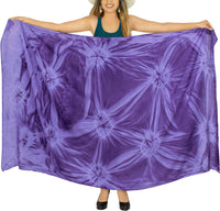 1 x Brand New LA LEELA Women s Beach Swimsuit Purple Wrap Sarong Bathing Suit, Tie Dye 80 One Size - RRP €24.0