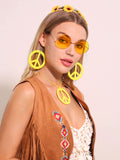 3 x RAW Customer Returns JeVenis Sunflower Hippie Women s Accessories Boho Hippie Costume 60s Boho Hippie Costume Headbands 70s Round Glasses 70s Sunflower Necklace 70s Fringe Earring for Girls Carnival - RRP €60.06