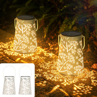 1 x RAW Customer Returns JOYCREATOR Solar Lanterns for Outdoors 2 Pack, LED Solar Lantern for Outdoors IP65 Waterproof Metal Hanging Standing, Outdoor Solar Lamps for Outdoors Garden Decoration Yard Patio Path Balcony Gift White  - RRP €26.69