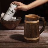 1 x RAW Customer Returns GoCraft Handcrafted Wooden Beer Mug Camping Travel Outdoor Mug for Men Tea Coffee Cup with Handle Craft Mug Drinking Stein - RRP €29.71