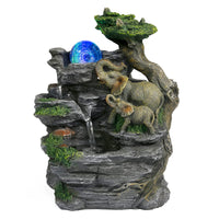 1 x RAW Customer Returns Dyna-Living indoor fountain table fountain with rolling ball, fountain polyresin fountain LED lighting multicolored, elephant rockery table top water fountain waterfall fountain - RRP €50.41