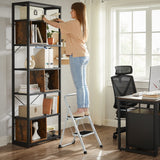 1 x RAW Customer Returns SONGMICS Step Ladder, Ladder, Folding Ladder, Steel Step Stool, Non-slip Steps, Load-bearing 150 kg, Folded Dimensions 32 x 44 x 17.5 cm, White GSL01WT - RRP €22.99