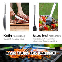 1 x RAW Customer Returns Barbecue Tool Set, Stainless Steel, Professional Barbecue Accessories, with Easy to Carry Bag 9 PCS  - RRP €19.99