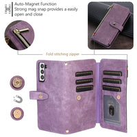 1 x RAW Customer Returns UEEBAI Mobile Phone Chain Case for Samsung Galaxy S20 FE 5G, 9 Card Slots Retro Leather Wallet Flip Case with Shoulder Strap Hand Strap Stand Function Wallet Zipper Mobile Phone Case Purple - RRP €18.14