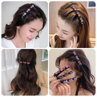 7 x Brand New 5 pieces satin fabric hair bands, hummingbird hair clip with crystal flower, hair dividing clips, glittering crystal stone braided hair clips, four-leaf hairpin duckbill clip, rhinestone hairpin - RRP €42.28