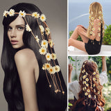 1 x RAW Customer Returns CRASPIRE Flower Hippie Headband Sunflower Headbands Flower Crown Boho Behemain Beige Daisy Hippie Headpiece With Adjustable Beads Hairbands Tassel Hair Accessories - RRP €9.89