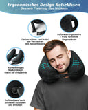 1 x RAW Customer Returns JefDiee Travel Pillow Neck Pillow Inflatable Neck Pillow for Airplane Adult Neck Pillow - Fast Inflatable Pillow with Headrest, Hat, Luxury Bag, Black - RRP €20.16