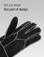 1 x Brand New YISEVEN Gloves Women Winter Shealring Lambskin Leather Gloves Women Winter Gloves Leather Lined Sheepskin Warm Suede Gloves Finger Gloves Fur Driver, Black Suede M - RRP €27.42