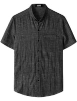 1 x RAW Customer Returns JOGAL Men s Linen Shirt Short Sleeve Linen Regular Fit Leisure Shirt Black XXL - RRP €27.22