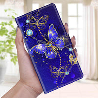 1 x Brand New HopMore mobile phone case for Samsung Galaxy A13 4G leather case, leather case PU flip case 360 degree protective cover motif for girls women boys men, shockproof mobile phone case - butterfly blue - RRP €11.99