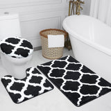 1 x RAW Customer Returns McEu Bathroom Rug Set 3 Pieces, Non-Slip Washable Bath Mat Set, Fluffy Soft Absorbent Bath Mat Bath Rug Set with Toilet Lid Cover, 60 x 90 cm 50 x 50 cm 38 x 42 cm Black  - RRP €35.39