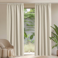 1 x RAW Customer Returns PONY DANCE Heat-insulating curtains living room curtains with ruffle tape set of 2 H 245 x W 140 cm blackout curtain ruffle tape for rail system thermal curtain against the cold, light beige - RRP €35.45