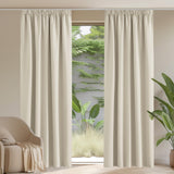 1 x RAW Customer Returns PONY DANCE thermal curtain heat protection ruffle tape set of 2 H 260 x W 140 cm living room curtains with ruffle tape blackout curtains rail system curtains light beige opaque - RRP €42.47