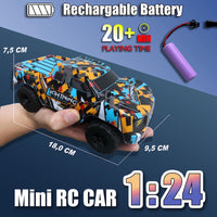 1 x RAW Customer Returns KINSAM remote controlled car, 1 24 mini from 3-14 years, 2.4 GHz RC turck with battery, 2 speeds 10 and 15 km h, car toy gift boy girl, children s toy - RRP €19.67