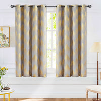 4 x Brand New FMFUNCTEX Gray Gold Foil Pine Forest Opaque Curtains Eyelet Curtain Cold Protection Blackout Curtains Thermal Insulated Curtains for Living Room Bedroom 132 x 175 cm Set of 2 - RRP €123.96