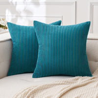 1 x RAW Customer Returns MIULEE Set of 2 cushion covers, corduroy cushion cover, decorative cushion cover, sofa cushion, couch cushion, decorative cushion cover, decorative cushion cover with hidden zip, 45 x 45 cm, 18 x 18 inches, blue lake - RRP €19.33