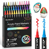 1 x RAW Customer Returns Shuttle Art acrylic pens for stones waterproof, 36 colors stone painting pens set, double-headed acrylic markers with brush fine tip, acrylic pens for wood, Easter eggs, glass, ceramics, canvas - RRP €23.34