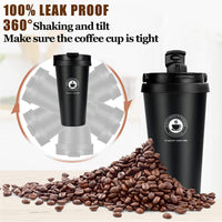 1 x RAW Customer Returns Thermo mug - coffee mug to go made of stainless steel - double-walled insulated thermo, leak-proof - insulated mug with drinking opening - 500ml 17oz travel mug - coffee-to-go mug for coffee tea black  - RRP €17.14