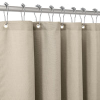 1 x RAW Customer Returns Linen shower curtain with metal shower curtain rings fabric textile bathtub curtain anti-mold bathroom curtain waterproof bathtub curtain heavy shower curtain bathroom - 182 x 214cm taupe  - RRP €32.38