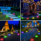 1 x RAW Customer Returns Qedertek 8 Pack Solar Lights Outdoor Garden 8 LED Solar Ground Lights, Solar Lamp Outdoor IP65 Waterproof RGB Solar Lights for Lawn, Patio, Path, Step, Driveway - RRP €31.99